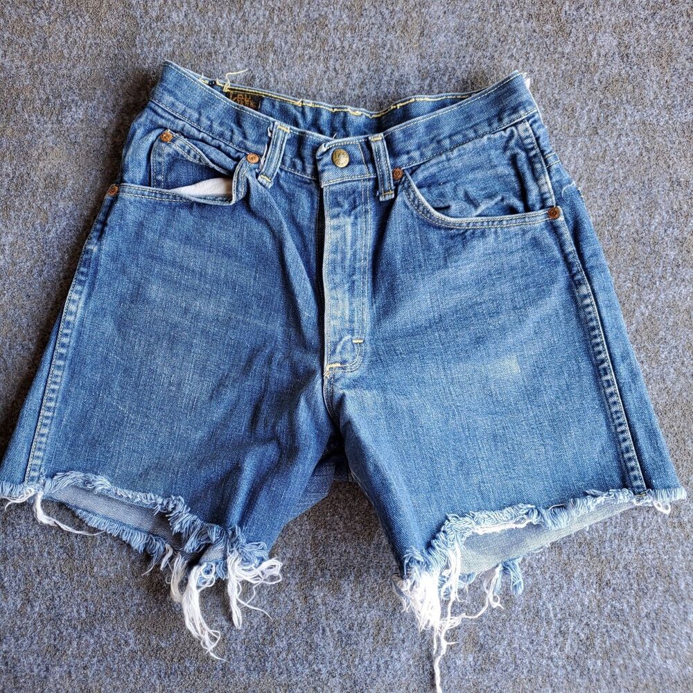 Vintage Lee Riders Sanforized Jean Shorts Size 18 Union Made USA 6" Inseam